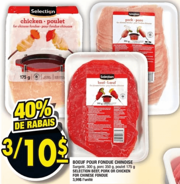 Boeufporcpoulet pour Fondue Chinoise du 4 au 10 avril 2019